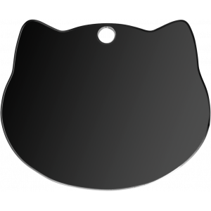 Katzenmarke Katzenkopf Schwarz Schwarze hundemarke in Katzenkopf-Form mit edlem Finish, gebogenen Kanten und Loch zur einfachen Anbringung.