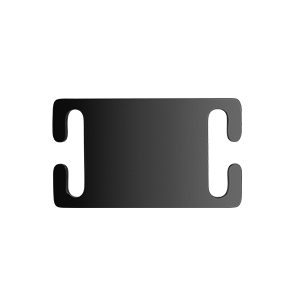 Hundemarke zum Aufschieben Schwarz Slide-on hundemarke in Schwarz, 45×25 mm, aus Edelstahl mit glattem Finish – sicher am Halsband befestigt.