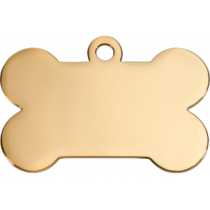 Medaglietta Osso In Oro Medaglietta cane a forma di osso in acciaio inox dorato, finitura lucida, ideale per incisioni su entrambi i lati.