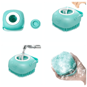 Brosse de Bain en Silicone Avec Distributeur de Shampoing – Brosse de Bain pour Chien, Chat Et Autres Animaux