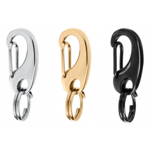 Lot de trois clips pour médaille chien en acier inoxydable (argenté, doré, noir), chacun avec anneau de 10 mm.